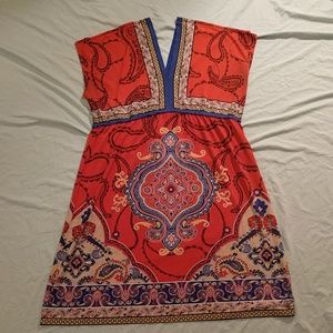 Cute Patterned Orange Dress